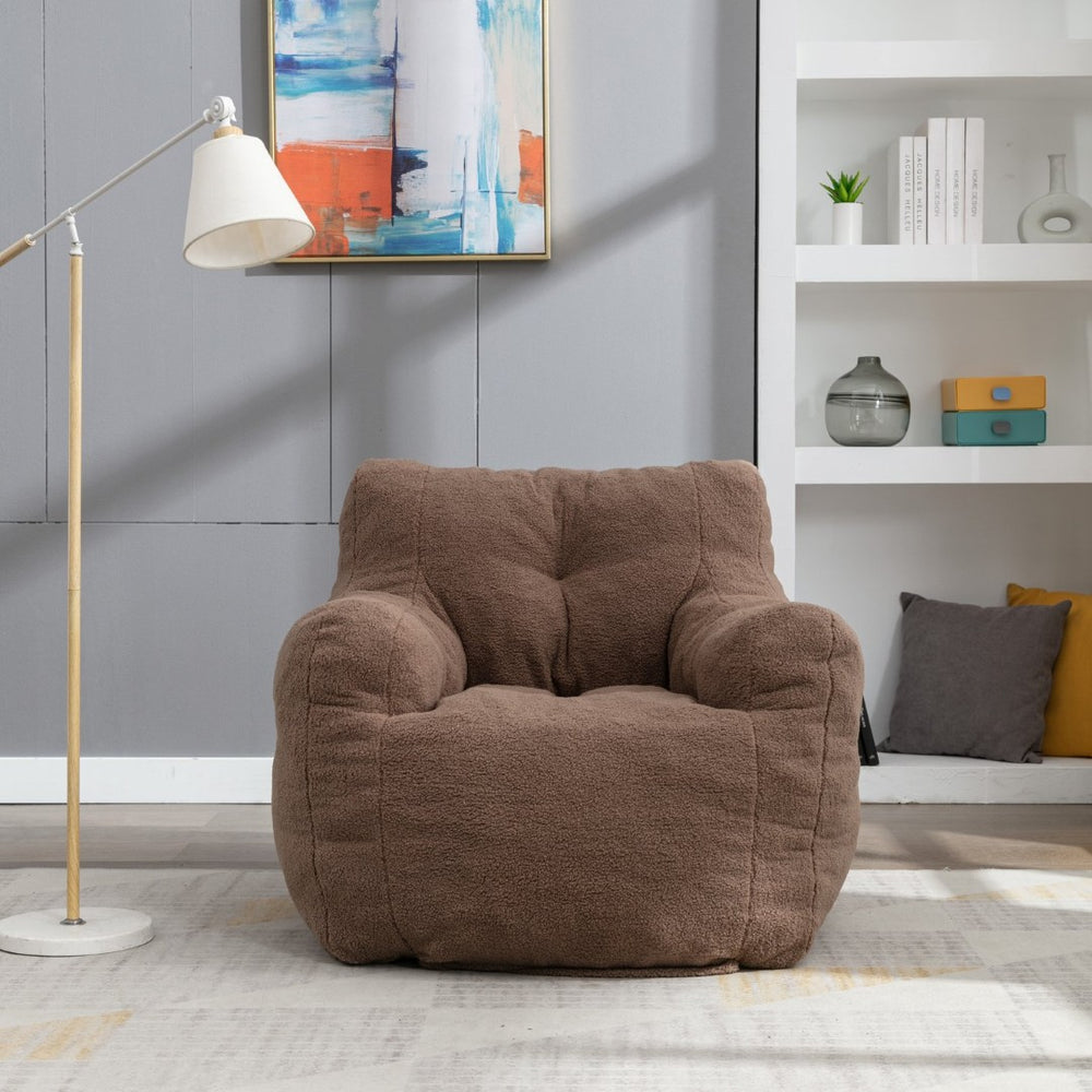 English Elm 010-soft Teddy Upholstered Bean Bag with Memory Foam Fill for Lounge Seating W52753861
