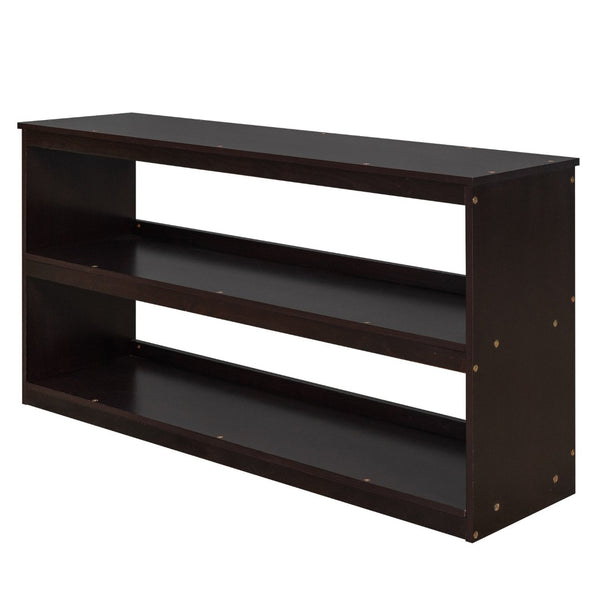 English Elm Low Full Loft Bed with Rolling Desk Storage Cabinet Kids Room Espresso Pine LT000313AAP-1