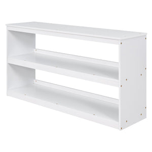English Elm Low Full Loft Bed with Rolling Desk Storage Cabinet Kids Room Espresso Pine White LT000313AAK-1