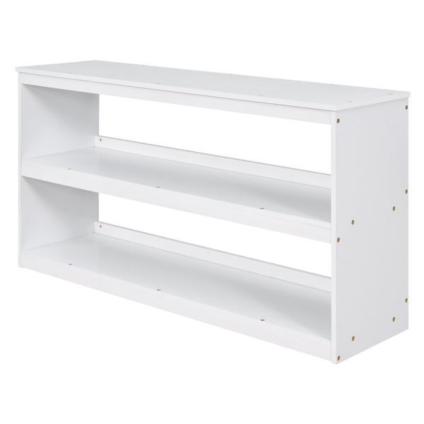 English Elm Low Full Loft Bed with Rolling Desk Storage Cabinet Kids Room Espresso Pine White LT000313AAK-1