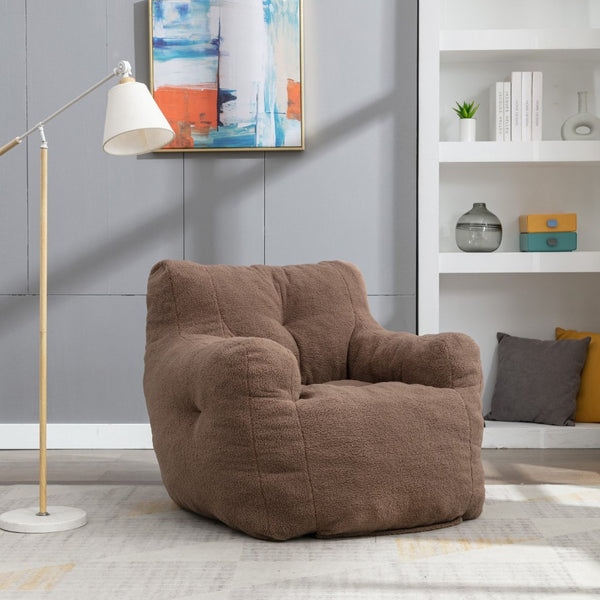English Elm 010-soft Teddy Upholstered Bean Bag with Memory Foam Fill for Lounge Seating W52753861