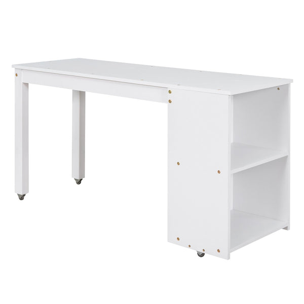 English Elm Low Full Loft Bed with Rolling Desk Storage Cabinet Kids Room Espresso Pine White LT000313AAK-1