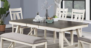 English Elm Dining Gray and White Farmhouse Dining Table 60"+18" Leaf Rectangular Wood Top 6-Seat Classic Elegance B01163920