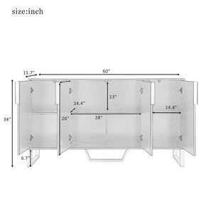 English Elm Trexm Light Luxury Sideboard Gold Legs Marble Top Four Door Storage Cabinet WF295368AAK