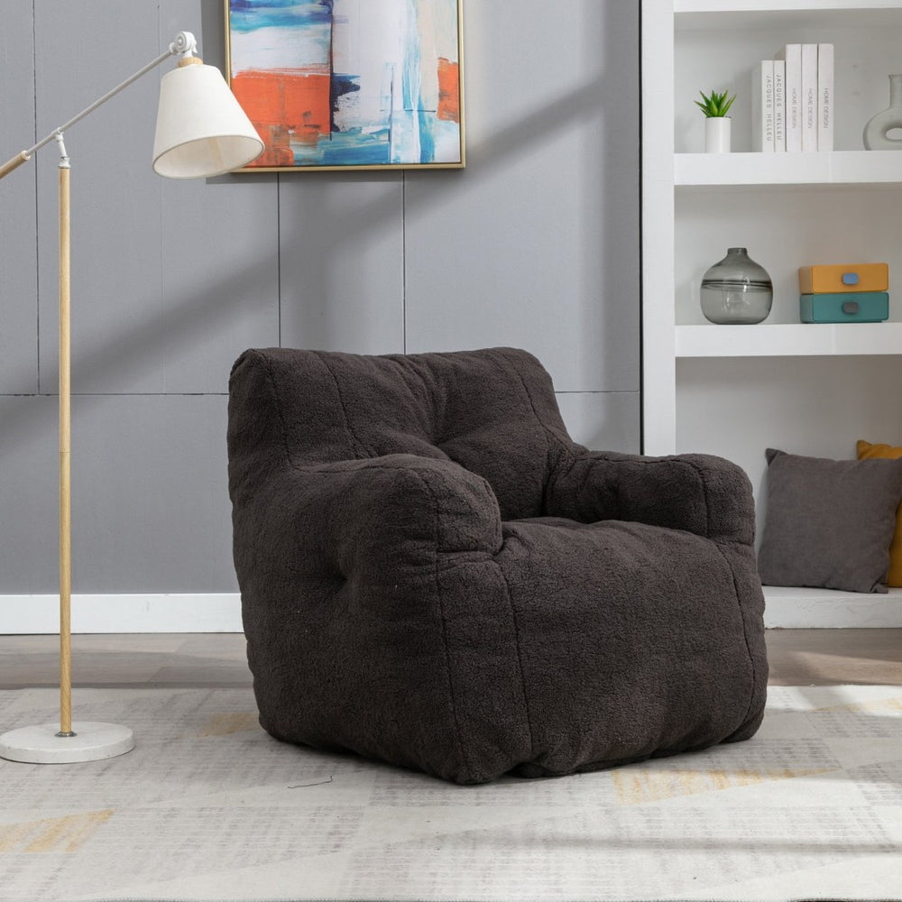 English Elm 010-soft Teddy Upholstered Bean Bag with Memory Foam Fill for Lounge Seating W52753862