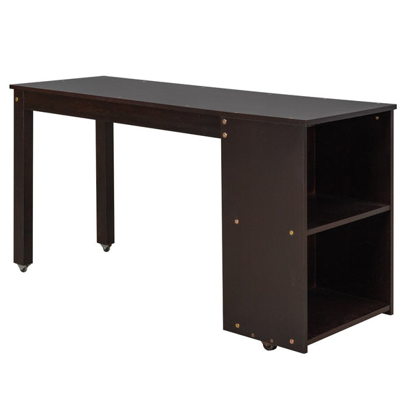 English Elm Low Full Loft Bed with Rolling Desk Storage Cabinet Kids Room Espresso Pine LT000313AAP-1