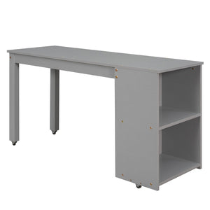 English Elm Low Full Loft Bed with Rolling Desk Storage Cabinet Kids Room Espresso Pine Gray LT000313AAE-1
