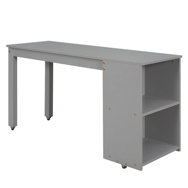 English Elm Low Full Loft Bed with Rolling Desk Storage Cabinet Kids Room Espresso Pine Gray LT000313AAE-1