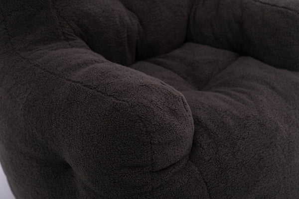 English Elm 010-soft Teddy Upholstered Bean Bag with Memory Foam Fill for Lounge Seating W52753862