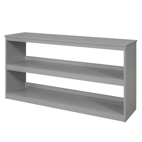 English Elm Low Full Loft Bed with Rolling Desk Storage Cabinet Kids Room Espresso Pine Gray LT000313AAE-1