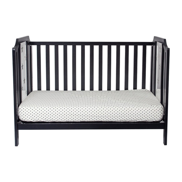 English Elm Celeste Convertible Crib with Star Etched Acrylic Panels for a Modern Nursery Black B02263633