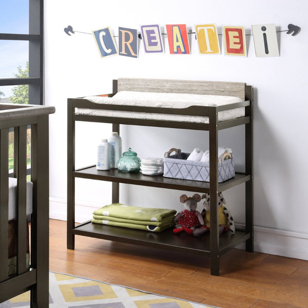 English Elm Hayes Nursery Changing Table Open Storage Two Tone Wood Finish Modern Farmhouse Coffee B02263744