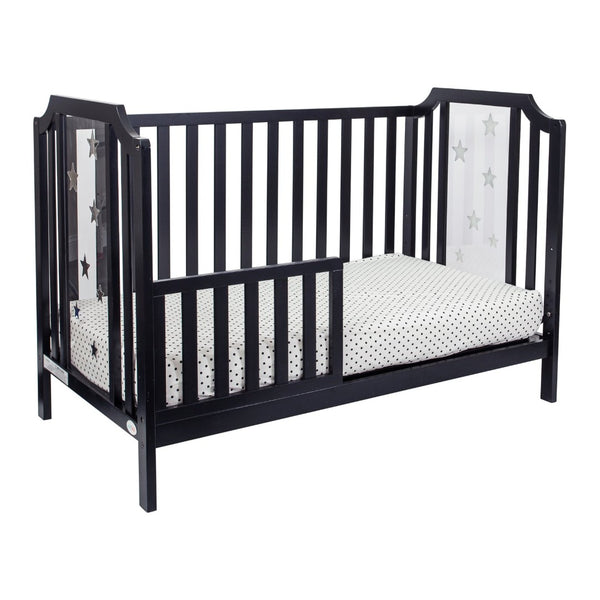 English Elm Celeste Convertible Crib with Star Etched Acrylic Panels for a Modern Nursery Black B02263633