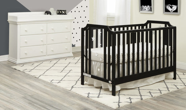 English Elm Celeste Convertible Crib with Star Etched Acrylic Panels for a Modern Nursery Black B02263633