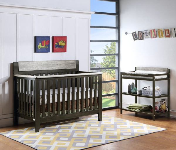 English Elm Hayes Nursery Changing Table Open Storage Two Tone Wood Finish Modern Farmhouse Coffee B02263744