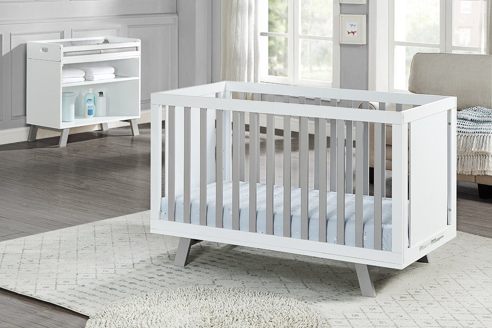 English Elm Livia Convertible Changing Table with Removable Tray Modern Nursery Storage Furniture White B02263764