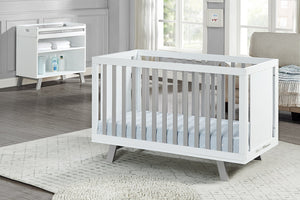 English Elm Livia Convertible Changing Table with Removable Tray Modern Nursery Storage Furniture White B02263764