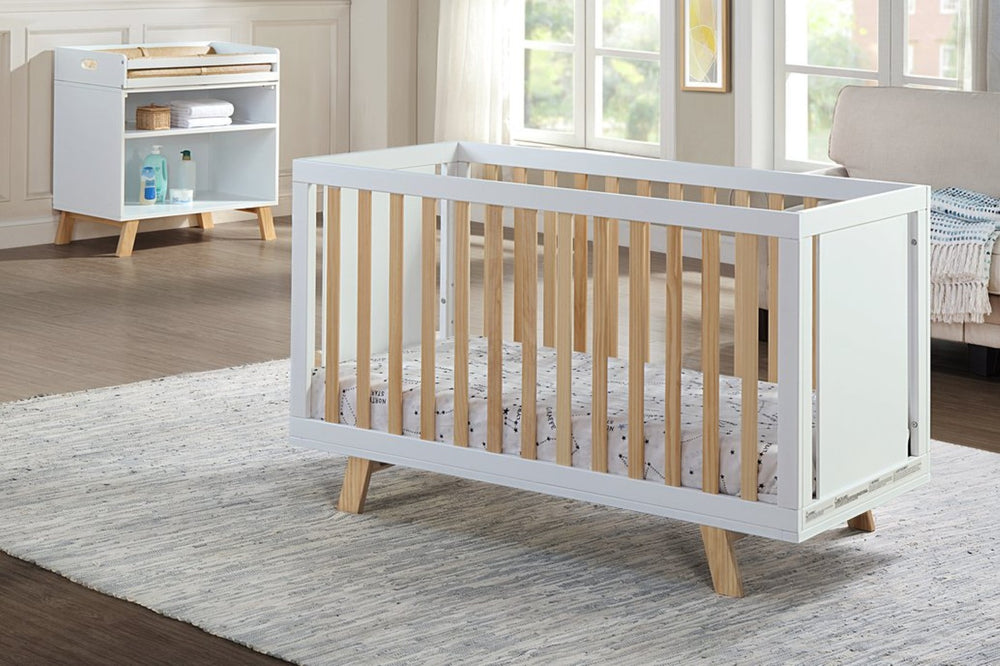 English Elm Livia Convertible Changing Table with Removable Tray Modern Nursery Storage Furniture White B02263765
