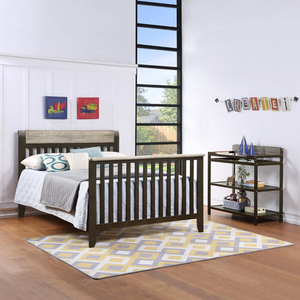 English Elm Hayes Nursery Changing Table Open Storage Two Tone Wood Finish Modern Farmhouse Coffee B02263744