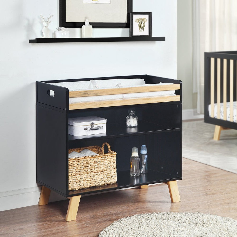 English Elm Livia Convertible Changing Table with Removable Tray Modern Nursery Storage Furniture Black B02263766