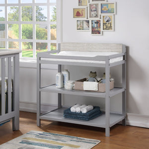 English Elm Hayes Nursery Changing Table Open Storage Two Tone Wood Finish Modern Farmhouse Gray B02263745