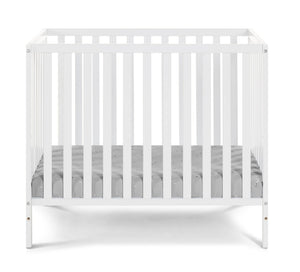 English Elm Palmer Convertible Mini Crib with Mattress Pad Compact Nursery Infant Sleeping White B02263648
