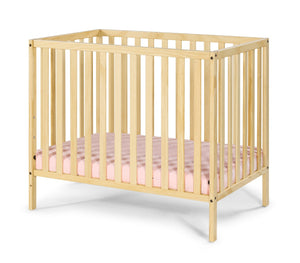 English Elm Palmer Convertible Mini Crib with Mattress Pad Compact Nursery Infant Sleeping Natural B02263647