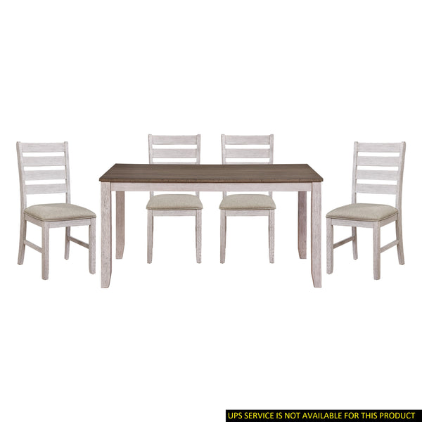English Elm Grayish Casual 5-Piece Dining Set With Rectangular Table & 4 Upholstered Side Chairs In Two-Tone Finish B011S00195