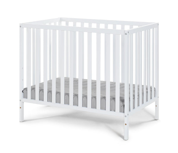 English Elm Palmer Convertible Mini Crib with Mattress Pad Compact Nursery Infant Sleeping White B02263648