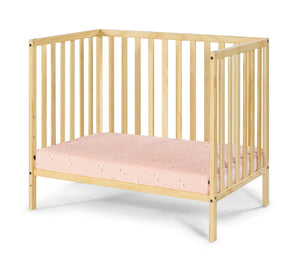 English Elm Palmer Convertible Mini Crib with Mattress Pad Compact Nursery Infant Sleeping Natural B02263647