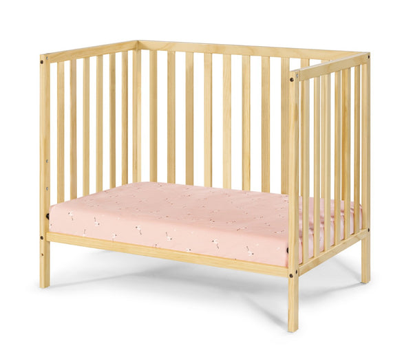 English Elm Palmer Convertible Mini Crib with Mattress Pad Compact Nursery Infant Sleeping Natural B02263647