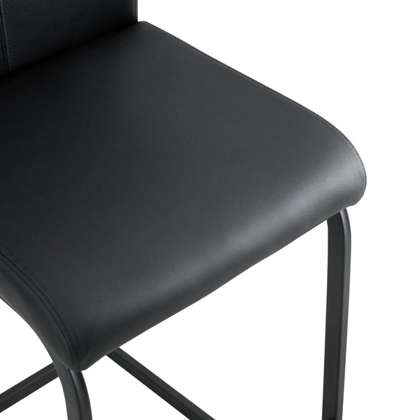 English Elm Black Faux Leather Counter Barstools with Footrest and Handle Set of 2 Modern W24154186