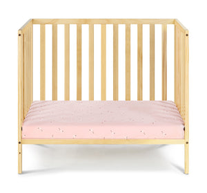 English Elm Palmer Convertible Mini Crib with Mattress Pad Compact Nursery Infant Sleeping Natural B02263647