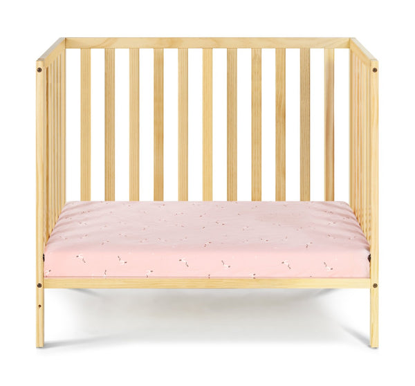 English Elm Palmer Convertible Mini Crib with Mattress Pad Compact Nursery Infant Sleeping Natural B02263647