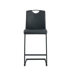 English Elm Black Faux Leather Counter Barstools with Footrest and Handle Set of 2 Modern W24154186