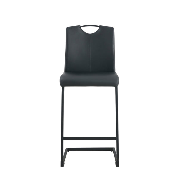 English Elm Black Faux Leather Counter Barstools with Footrest and Handle Set of 2 Modern W24154186