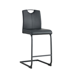 English Elm Black Faux Leather Counter Barstools with Footrest and Handle Set of 2 Modern W24154186