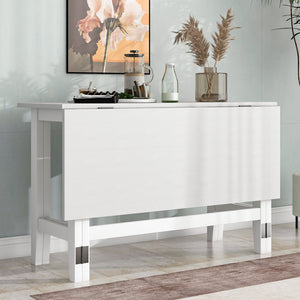 English Elm TOPMAX Farmhouse Extendable Drop Leaf Dining Table Seats 4 Rustic Acacia Veneer MDF Top Solid Wood Legs 47-inch White N717P195019K