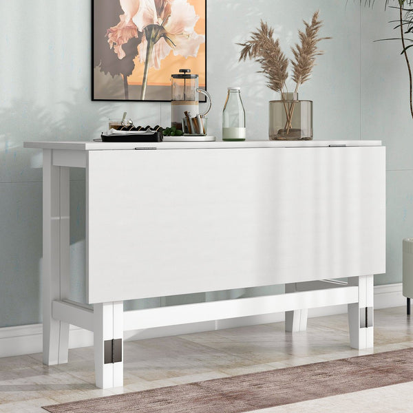 English Elm TOPMAX Farmhouse Extendable Drop Leaf Dining Table Seats 4 Rustic Acacia Veneer MDF Top Solid Wood Legs 47-inch White N717P195019K