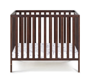 English Elm Palmer Convertible Mini Crib with Mattress Pad Compact Nursery Infant Sleeping Espresso B02263646