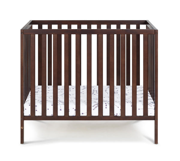 English Elm Palmer Convertible Mini Crib with Mattress Pad Compact Nursery Infant Sleeping Espresso B02263646