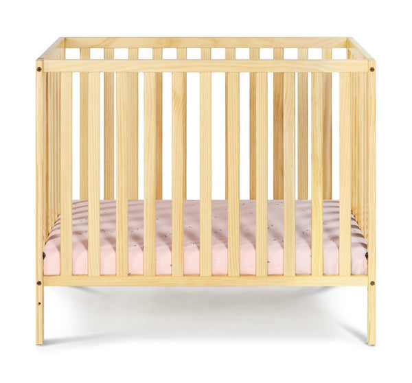 English Elm Palmer Convertible Mini Crib with Mattress Pad Compact Nursery Infant Sleeping Natural B02263647