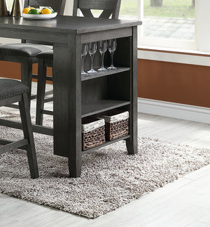 English Elm Modern Counter Height Dining Table with Built-In Side Storage Shelves, 60" Wooden Breakfast Table Gray Wash 38 L x 63 W x 6 H B01164101