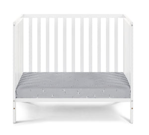 English Elm Palmer Convertible Mini Crib with Mattress Pad Compact Nursery Infant Sleeping White B02263648