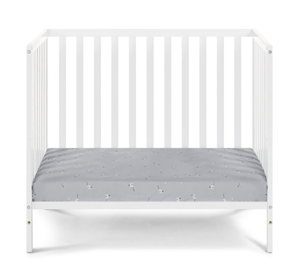 English Elm Palmer Convertible Mini Crib with Mattress Pad Compact Nursery Infant Sleeping White B02263648