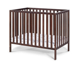 English Elm Palmer Convertible Mini Crib with Mattress Pad Compact Nursery Infant Sleeping Espresso B02263646