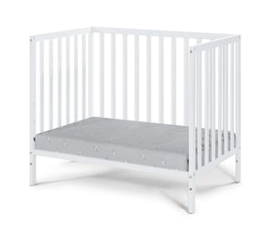 English Elm Palmer Convertible Mini Crib with Mattress Pad Compact Nursery Infant Sleeping White B02263648