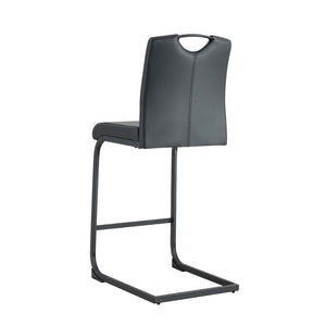 English Elm Black Faux Leather Counter Barstools with Footrest and Handle Set of 2 Modern W24154186