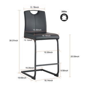 English Elm Black Faux Leather Counter Barstools with Footrest and Handle Set of 2 Modern W24154186