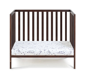 English Elm Palmer Convertible Mini Crib with Mattress Pad Compact Nursery Infant Sleeping Espresso B02263646